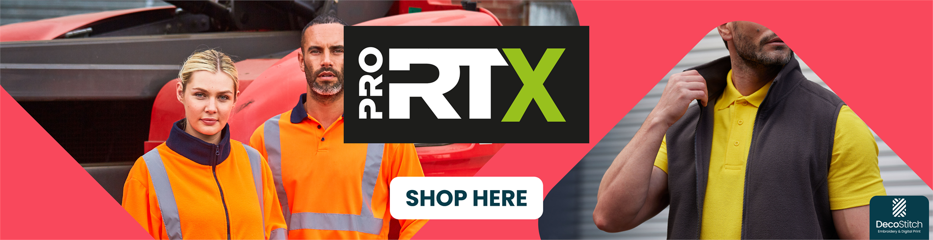 Decostitch are proud to be a supplier of workwear and PPE from PRO RTX.