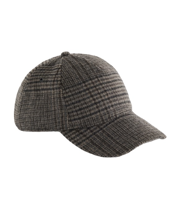 Wool blend check cap