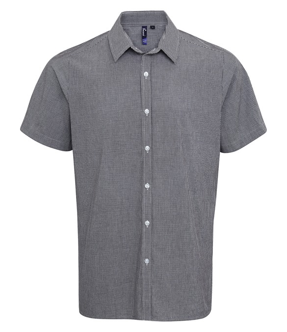 Microcheck (Gingham) short sleeve cotton shirt