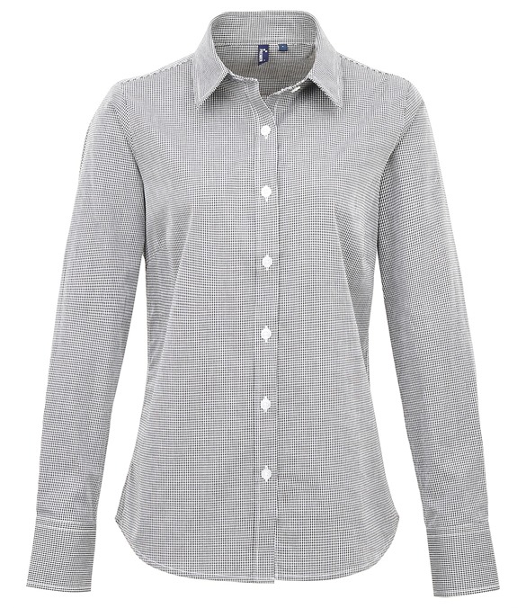 Women's Microcheck (Gingham) long sleeve cotton shirt
