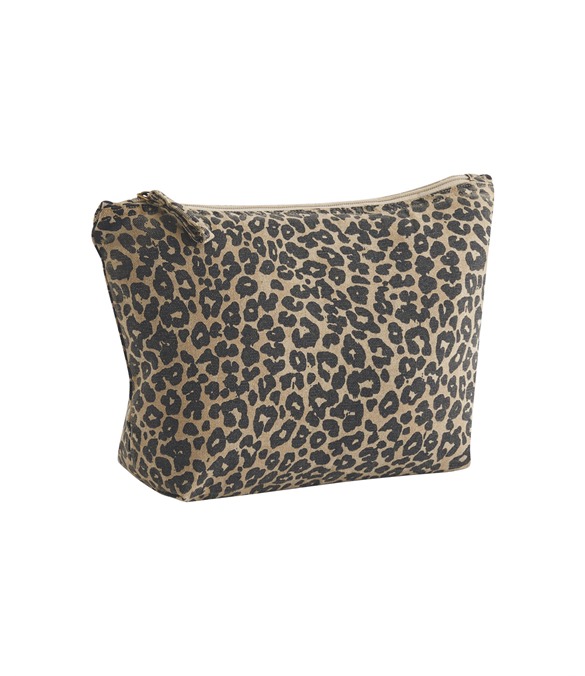 Leopard print canvas accessory bag