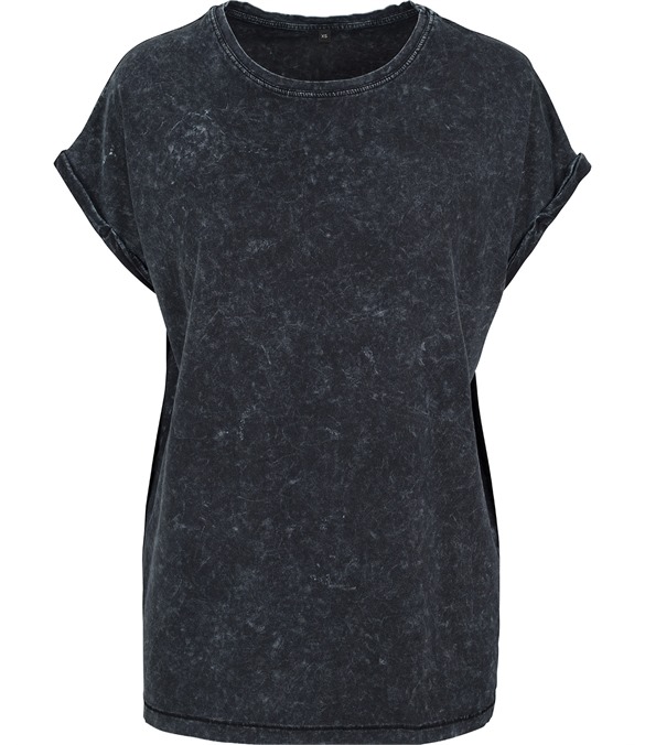 Women's acid washed extended shoulder tee