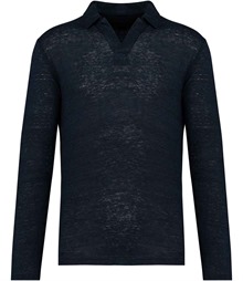 Spasso Long Sleeve Linen Polo Shirt