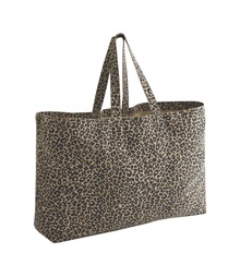 Leopard print canvas oversized tote bag