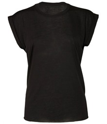 Women's flowy muscle tee with rolled cuff
