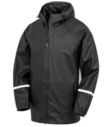 Prism PU waterproof jacket with reflective bands and recycled backing