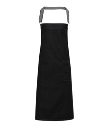 District waxed-look denim bib apron