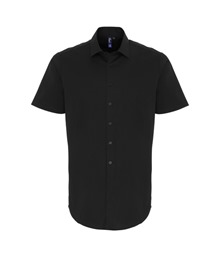 Stretch fit cotton poplin short sleeve shirt