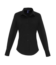 Women's stretch fit cotton poplin long sleeve blouse